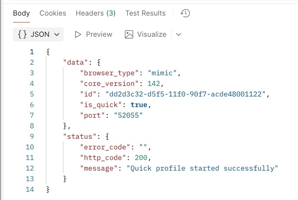 How to create a quick Multilogin profile with Postman reference visual 1