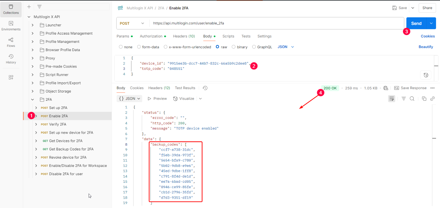 How to enable 2FA (two-factor authentication) with Postman reference visual 3