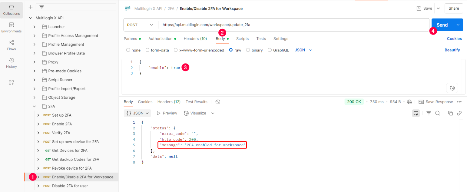 How to enable 2FA (two-factor authentication) with Postman reference visual 5